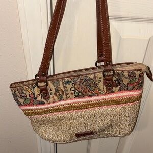 Colorful Knit and Canvas Tote Bag Boho Sakroots handbag